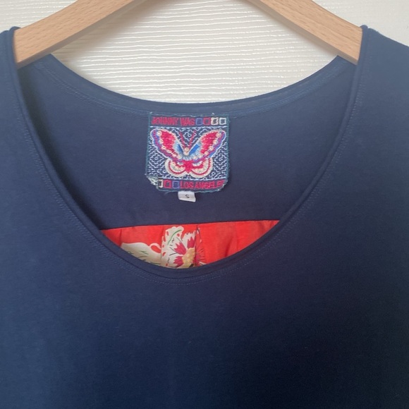 Johnny Was Silk Cotton Embroidered Short Sleeve Top Relaxed Fit Size S Blue - Picture 4 of 12